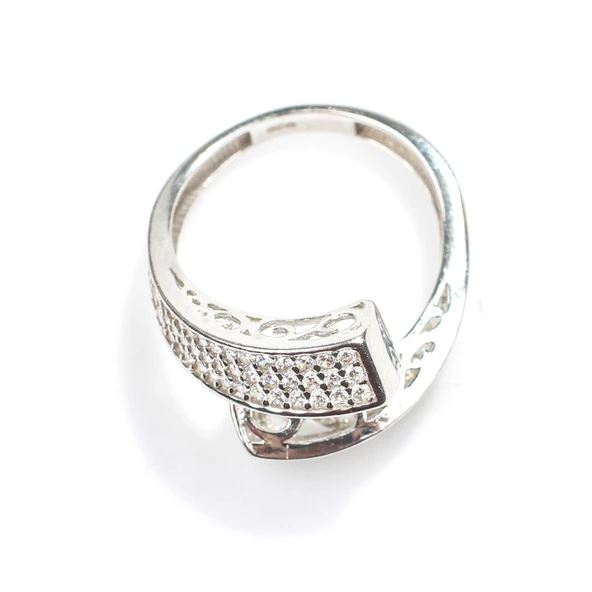 925 Ayar Gümüş Kare Model Taşlı Yüzük - Resim 4