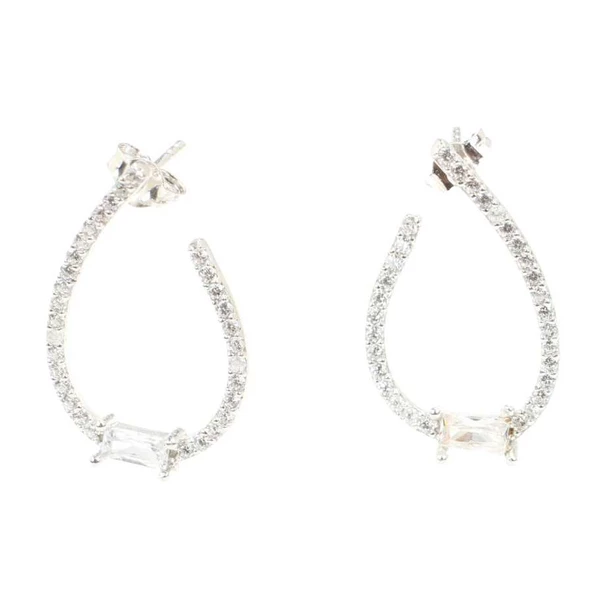 Pırlanta Montür Zarif Gümüş Küpe - Resim 5