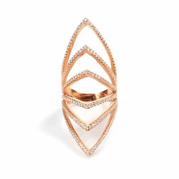 925 Ayar Gümüş Sivri Dilimli Model Tasarım Yüzük - Resim 3