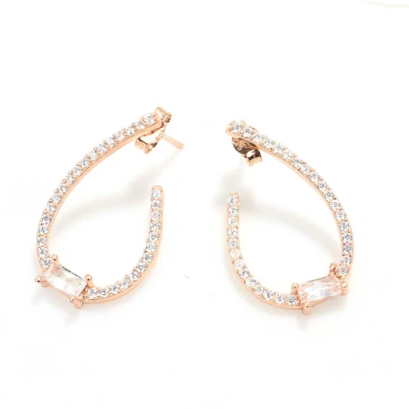 Pırlanta Montür Zarif Gümüş Küpe - Resim 2