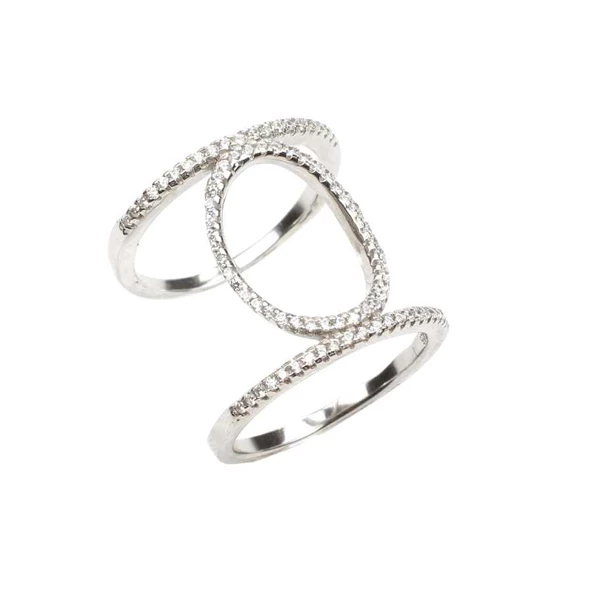 925 Ayar Gümüş Oval Taşlı Tasarım Yüzük ürün görseli 1