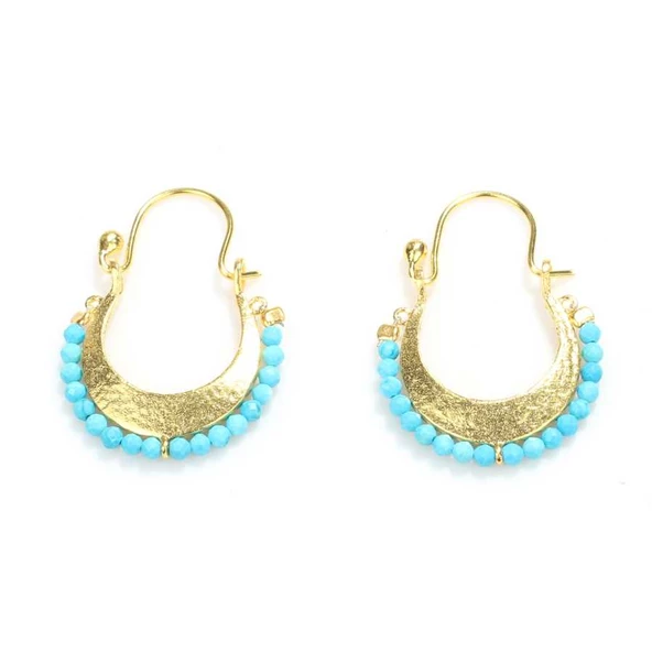 925 Ayar Gümüş Ay Modeli Turkuaz Küpe ürün görseli 1