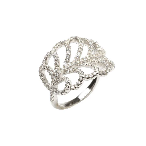 925 Ayar Gümüş Yapraklı Model Tasarım Yüzük - Resim 3