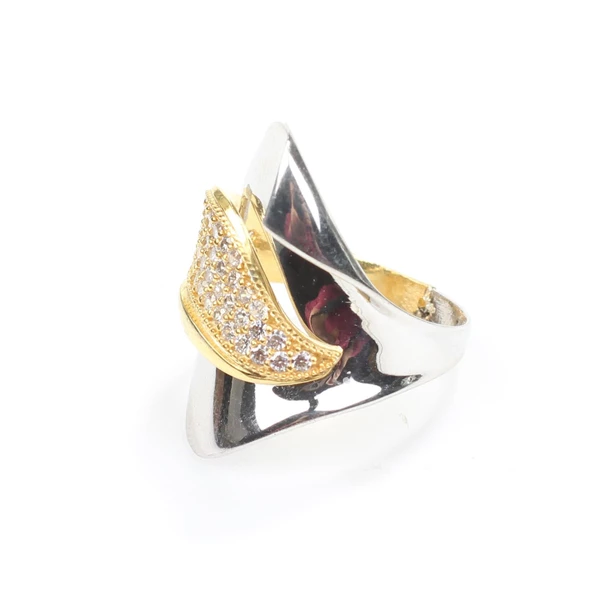 925 Ayar Gümüş Kıvrımlı Yaprak Model Yüzük - Resim 6