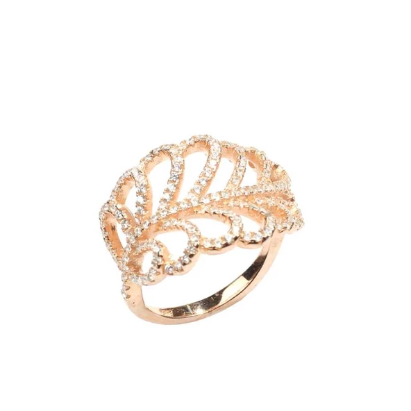 925 Ayar Gümüş Yapraklı Model Tasarım Yüzük - Resim 2