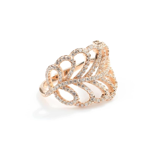 925 Ayar Gümüş Yapraklı Model Tasarım Yüzük - Resim 4