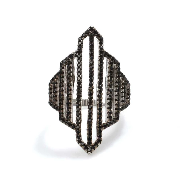 925 Ayar Gümüş Pembe Renk Çizgili Model Yüzük - Resim 2