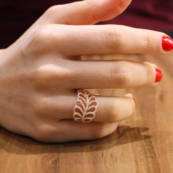 925 Ayar Gümüş Yapraklı Model Tasarım Yüzük ürün görseli 1