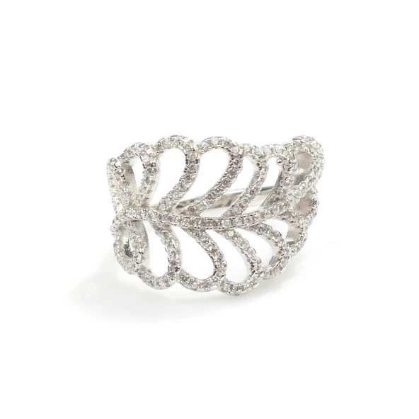 925 Ayar Gümüş Yapraklı Model Tasarım Yüzük - Resim 8