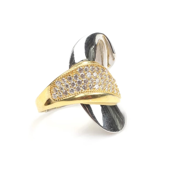 925 Ayar Gümüş Kıvrımlı Yaprak Model Yüzük - Resim 3