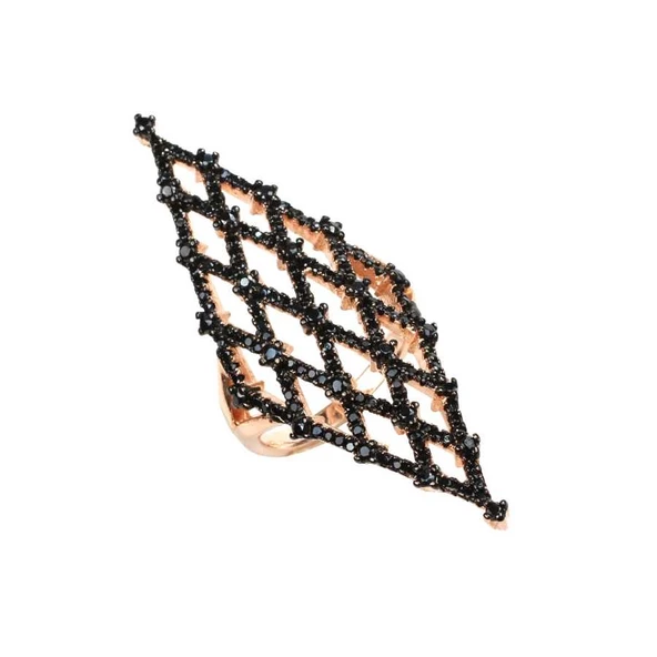 925 Ayar Gümüş Baklava Desenli Yüzük - Resim 4