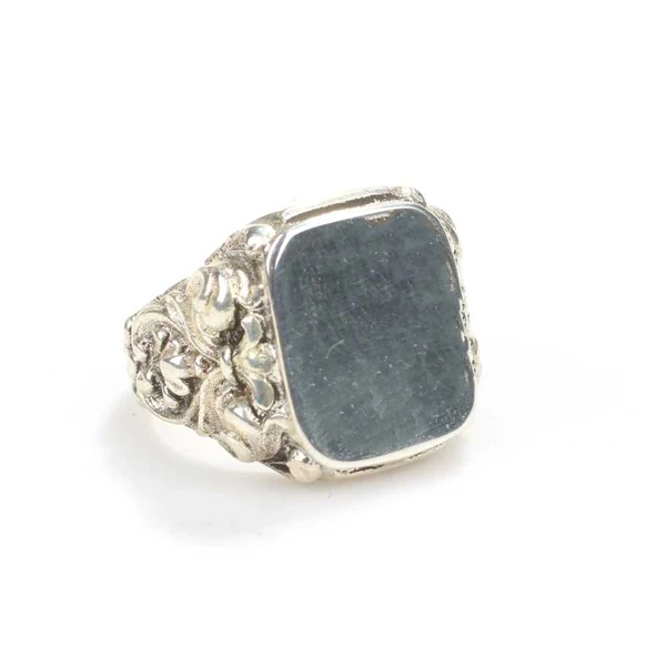 925 Ayar Gümüş Dikdörtgen Kaşlı Erkek Yüzük ürün görseli