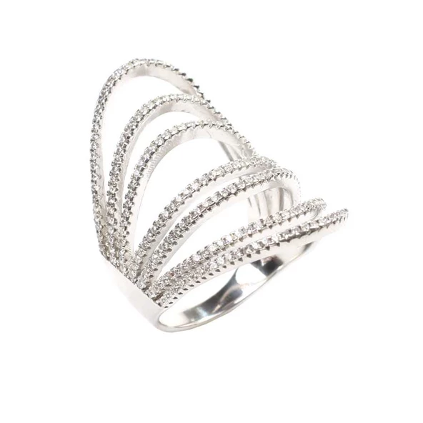 925 Ayar Gümüş Dilimli Model Tasarım Yüzük - Resim 2