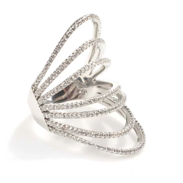 925 Ayar Gümüş Dilimli Model Tasarım Yüzük ürün görseli 1