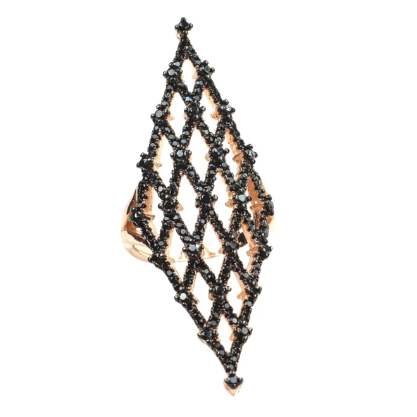 925 Ayar Gümüş Baklava Desenli Yüzük - Resim 5