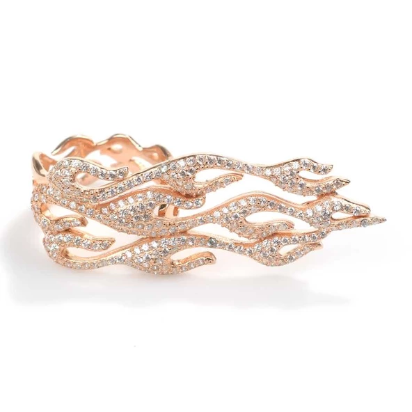 925 Ayar Gümüş Alev Dalgası Tasarım Yüzük - Resim 3