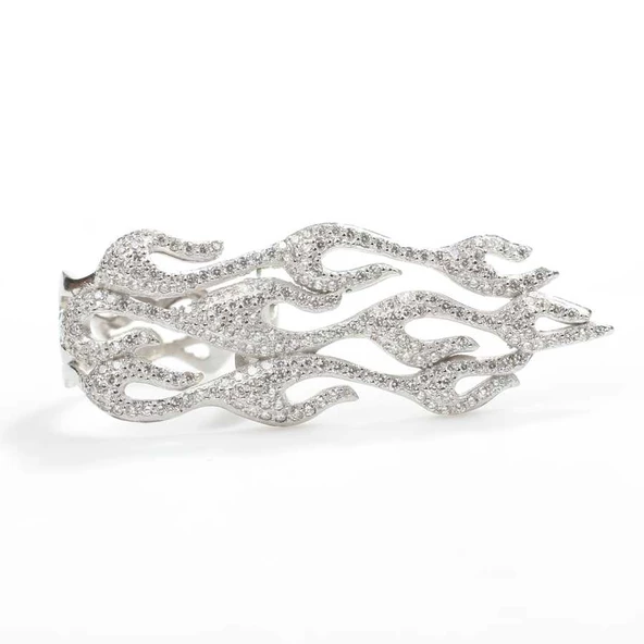 925 Ayar Gümüş Alev Dalgası Tasarım Yüzük - Resim 2