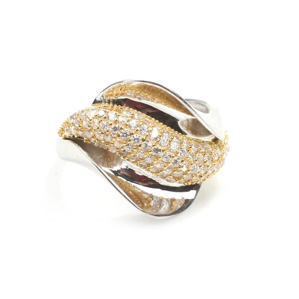 925 Ayar Gümüş Yaprak Bükümlü Model Yüzük - Resim 7