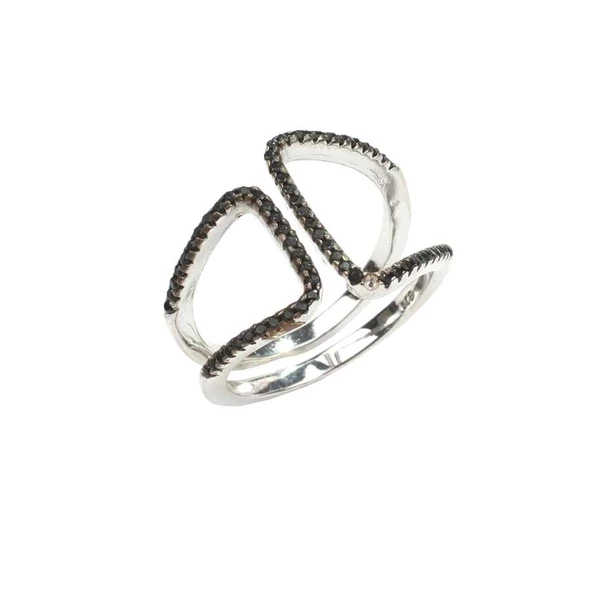 925 Ayar Gümüş Köşeli D Tasarım Yüzük ürün görseli