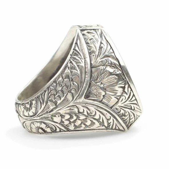 925 Ayar Gümüş Ayı Motifli Erkek Yüzük - Resim 4