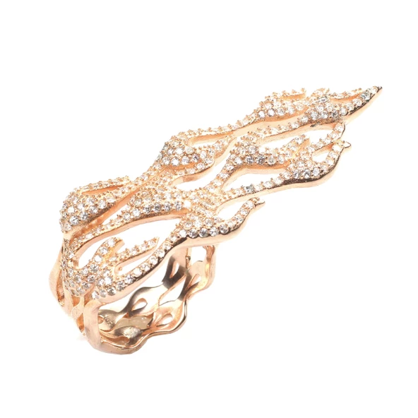 925 Ayar Gümüş Alev Dalgası Tasarım Yüzük - Resim 6