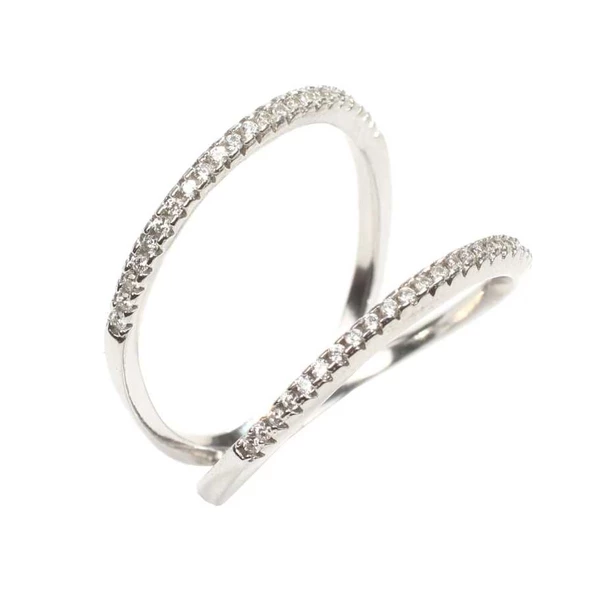 925 Ayar Gümüş Beyaz Renkli Tasarım Yüzük - Resim 2