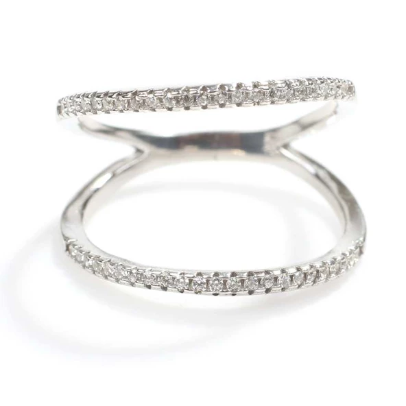 925 Ayar Gümüş Beyaz Renkli Tasarım Yüzük - Resim 4