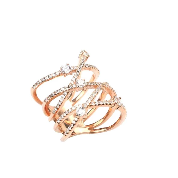 925 Ayar Gümüş Beyaz Zirkon Taşlı XX Model Tasarım Yüzük - Resim 2