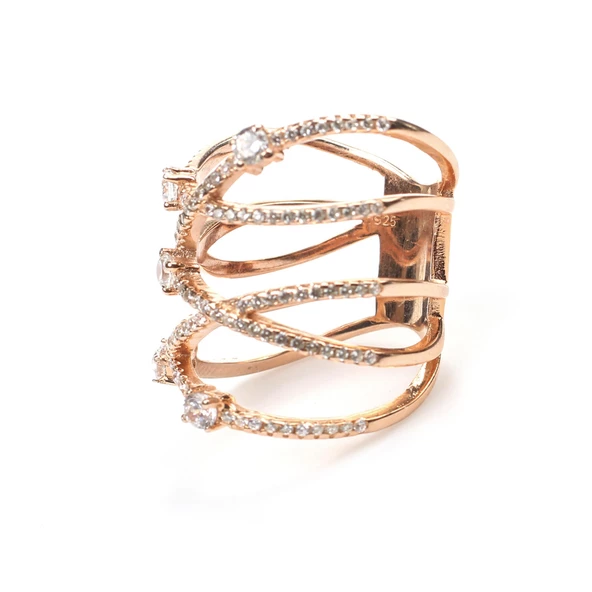 925 Ayar Gümüş Beyaz Zirkon Taşlı XX Model Tasarım Yüzük - Resim 3