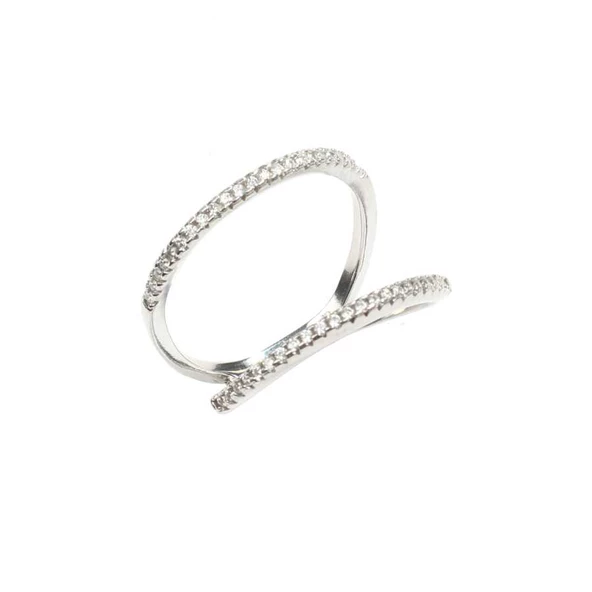 925 Ayar Gümüş Beyaz Renkli Tasarım Yüzük - Resim 6