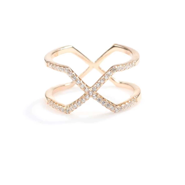 925 Ayar Gümüş Beyaz Renkli Beyaz Zirkon Taşlı Tasarım Yüzük - Resim 5