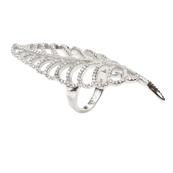 925 Ayar Gümüş Yapraklı Tasarım Yüzük - Resim 4