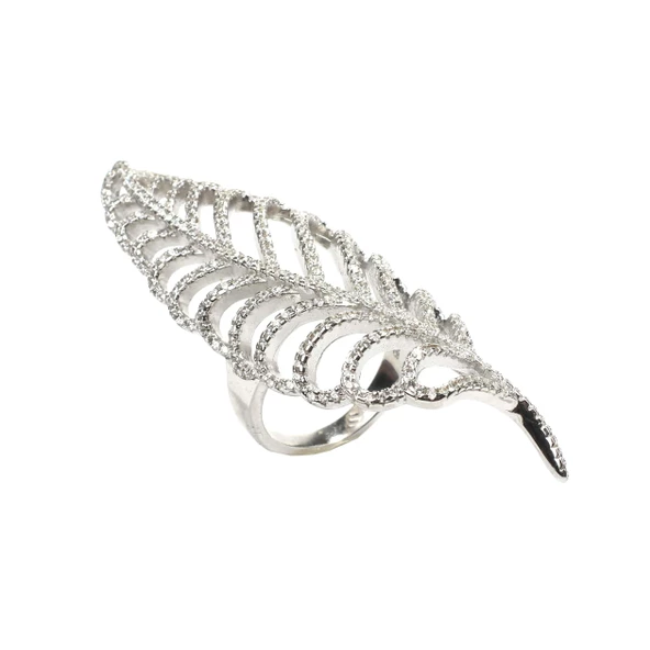 925 Ayar Gümüş Yapraklı Tasarım Yüzük - Resim 3