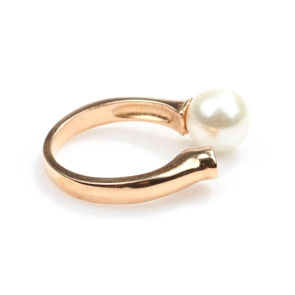 925 Ayar Gümüş Tek İncili Zirkon Taşlı Yüzük - Resim 5