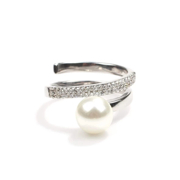 925 Ayar Gümüş Helezon İncili Model Yüzük - Resim 9