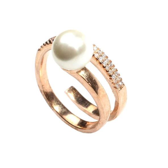 925 Ayar Gümüş Helezon İncili Model Yüzük - Resim 7