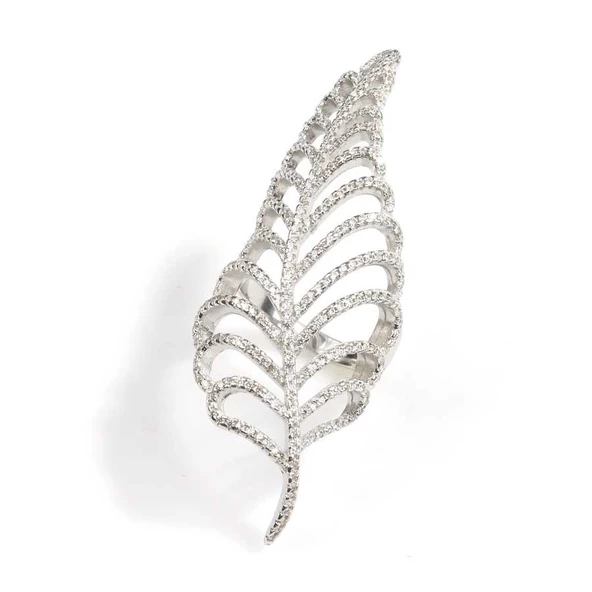 925 Ayar Gümüş Yapraklı Tasarım Yüzük - Resim 2