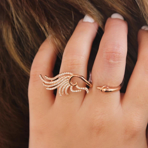 925 Ayar Gümüş Kuğunun Dansı Tasarım Yüzük - Resim 6