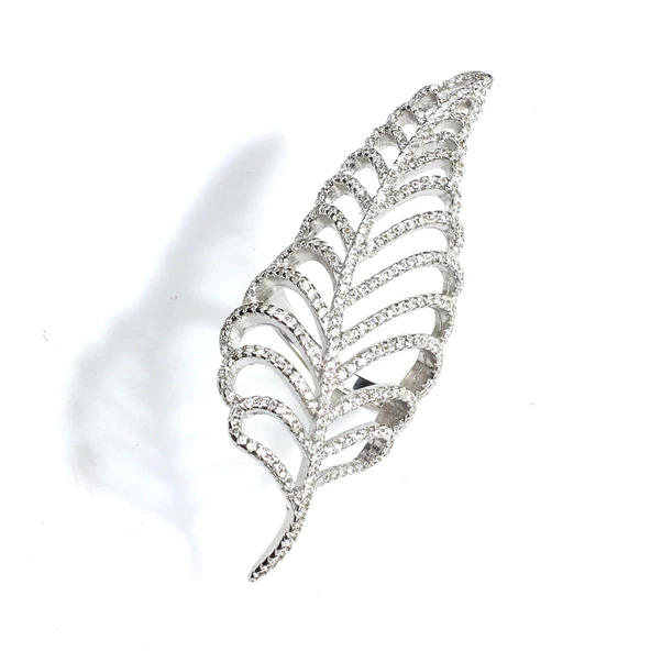 925 Ayar Gümüş Yapraklı Tasarım Yüzük - Resim 5