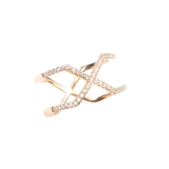 925 Ayar Gümüş Beyaz Renkli Beyaz Zirkon Taşlı Tasarım Yüzük - Resim 4