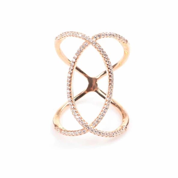 925 Ayar Gümüş Pembe Renk Tasarım Yüzük - Resim 4