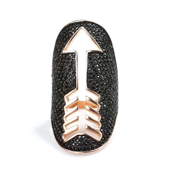 925 Ayar Gümüş Mızrak Motifli Yüzük - Resim 3