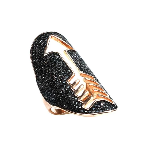 925 Ayar Gümüş Mızrak Motifli Yüzük - Resim 2