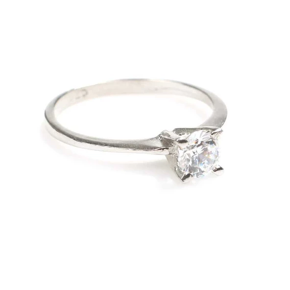 925 Ayar Gümüş 0,50 ct Görünümlü Tektaş Yüzük - Resim 4