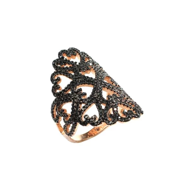 925 Ayar Gümüş Motifli Oval Tasarım Yüzük - Resim 2