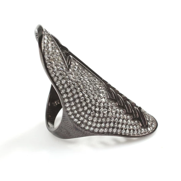 925 Ayar Gümüş Mızraklı Motifli Yüzük - Resim 4