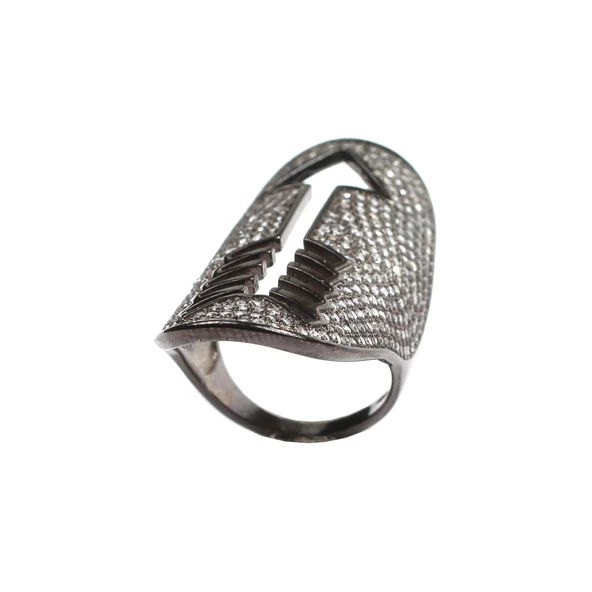 925 Ayar Gümüş Mızraklı Motifli Yüzük - Resim 6