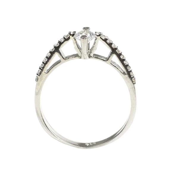 925 Ayar Gümüş 0,33 ct Görünümlü Tektaş Yüzük - Resim 3