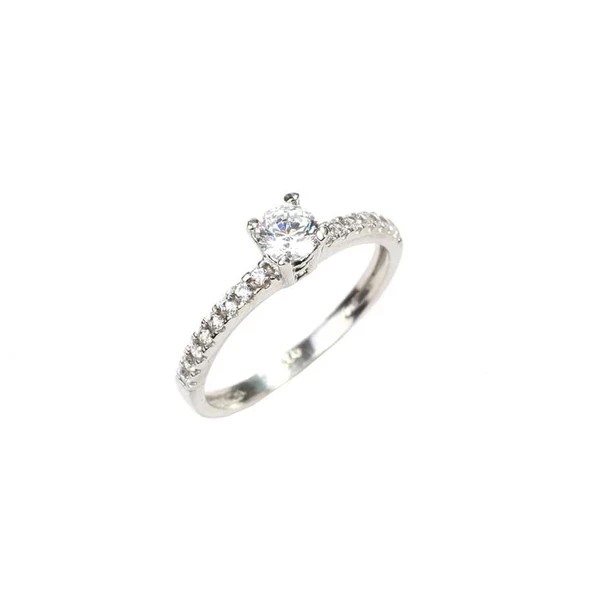 925 Ayar Gümüş 0,40 ct Görünümlü Tektaş Yüzük - Resim 4