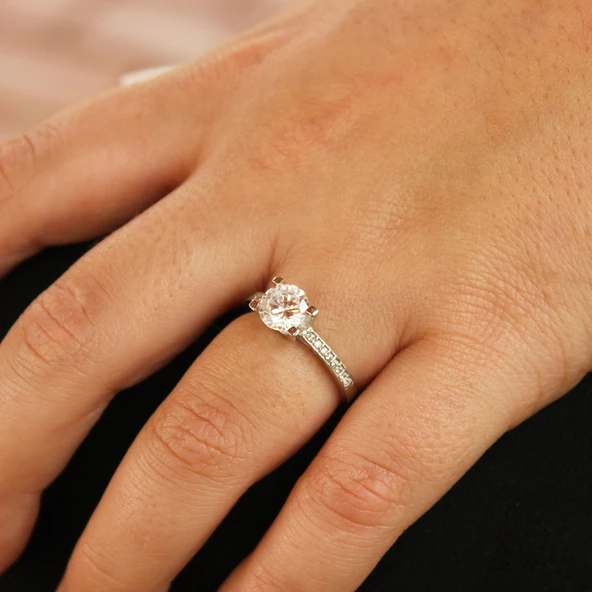 925 Ayar Gümüş 1,35 ct Görünümlü Tektaş Yüzük - Resim 10